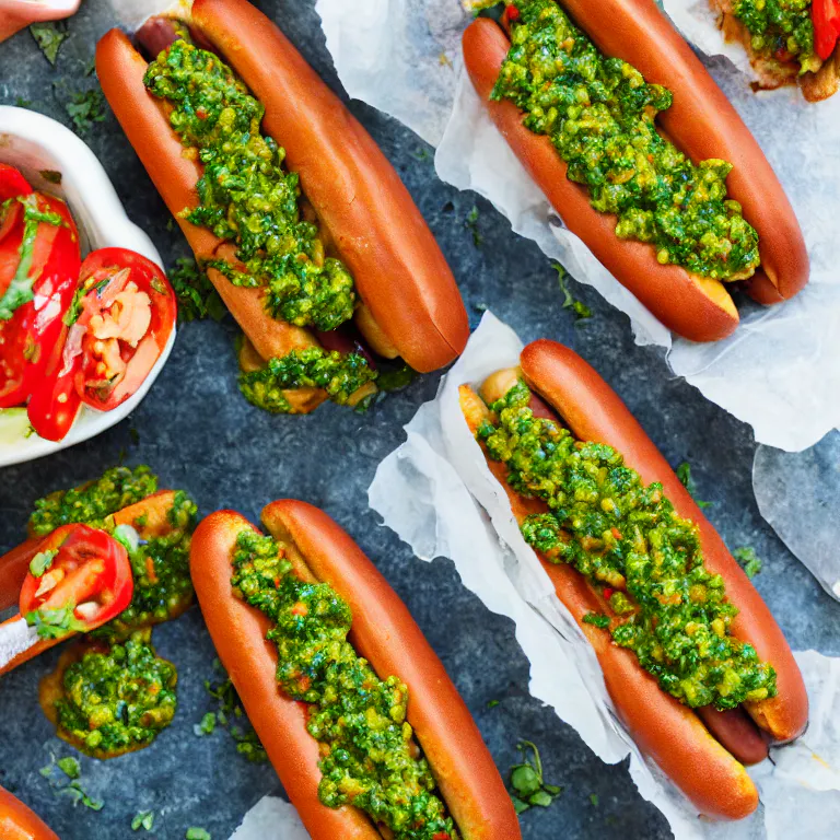 Chorizo Hot Dogs with Chimichurri